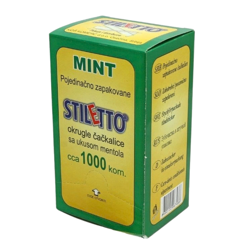 Stiletto mint toothpicks 1000 pcs HoReCa