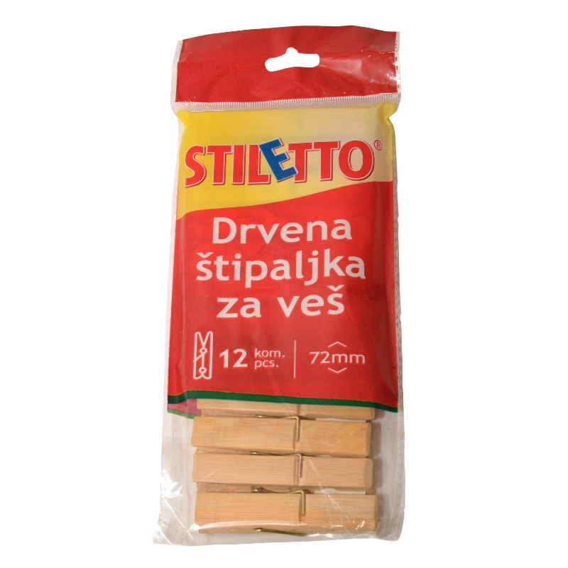 Stiletto wooden clothes pegs 12 pieces