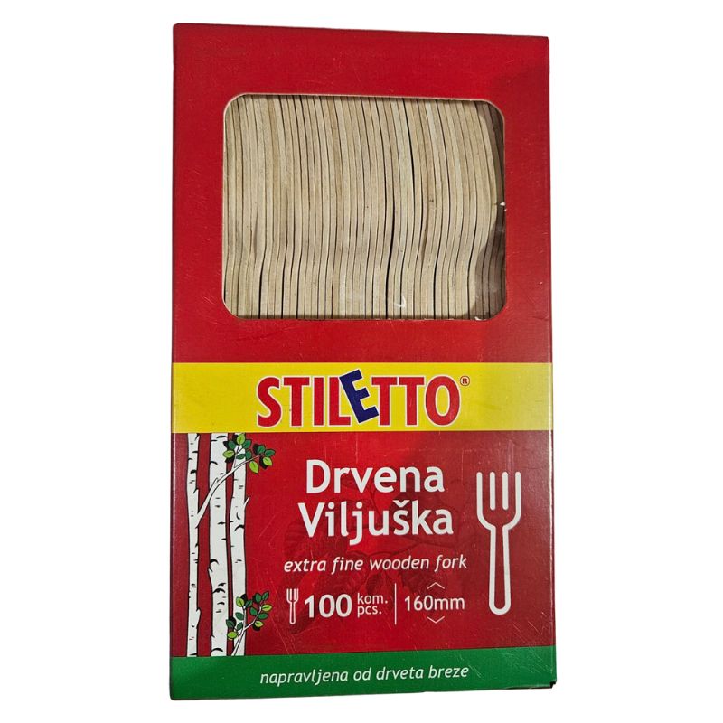Stiletto wooden fork 100 pcs HoReCa