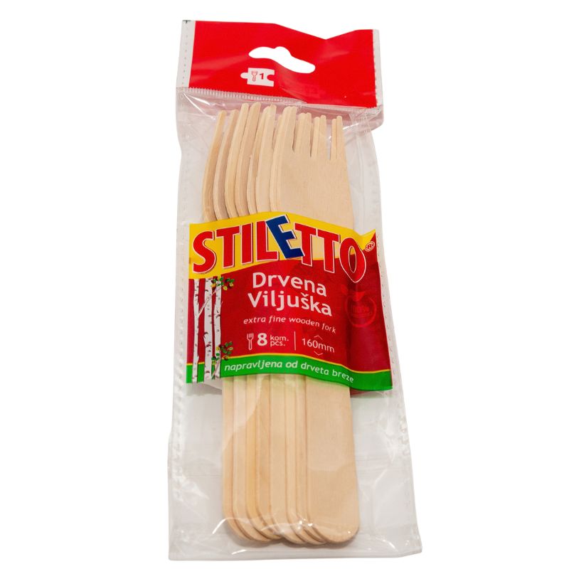 Stiletto wooden fork 8 pcs