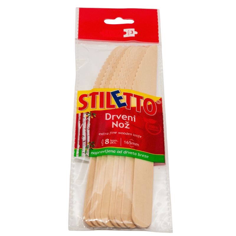 Stiletto wooden knife 8 pcs