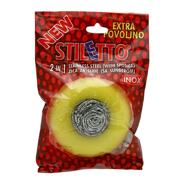 Stiletto dish scrubber 2in1 with sponge